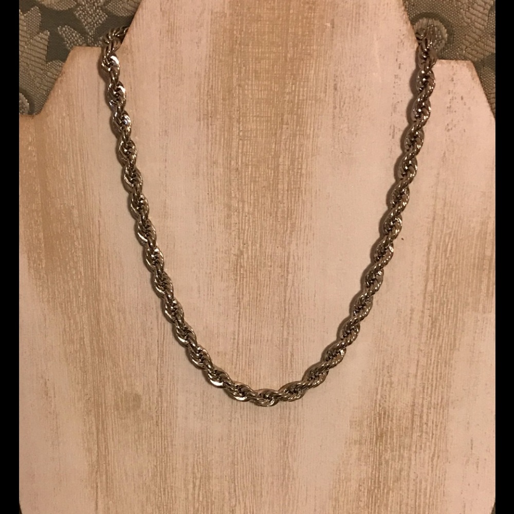 Vintage 16” silver plated rope chain necklace